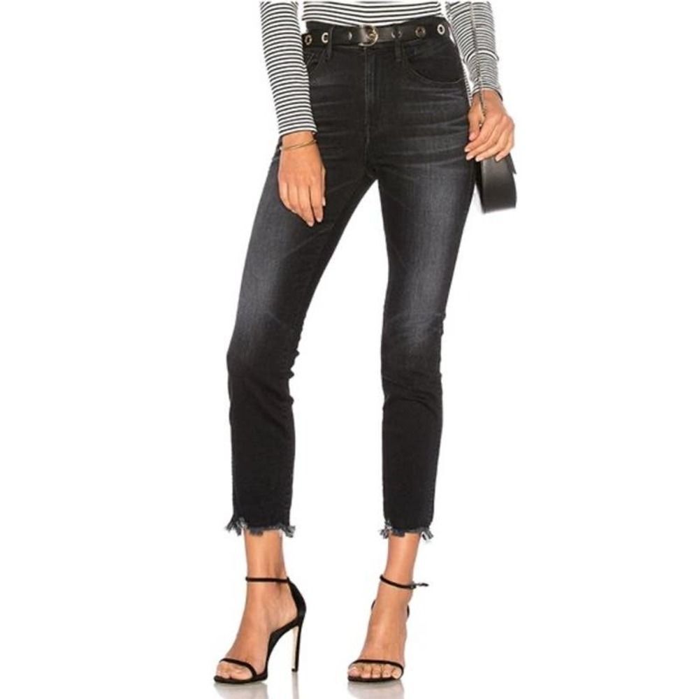 Women’s 3x1 NYC Black High Waist Straight Leg Crop Jeans Raw Hem Size 25" !